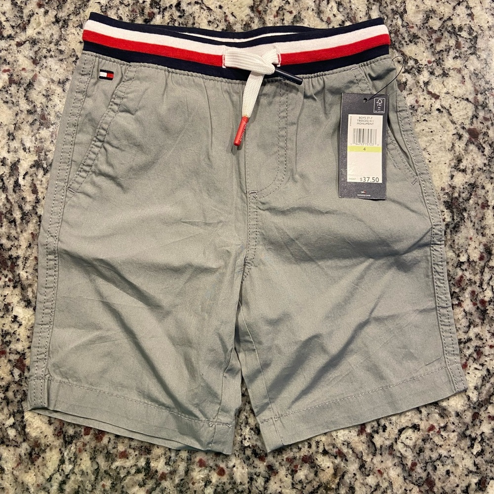 Tommy Hilfiger Gray Shorts with Striped Waistband